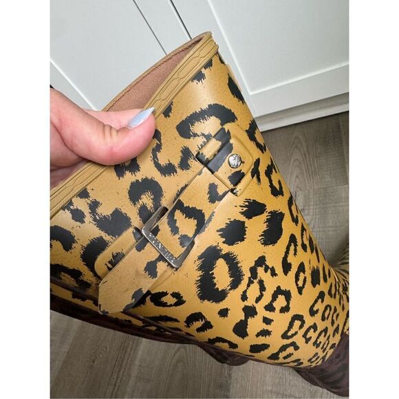 Hunter Refined Tall Leopard Original Rain Boots, US 6 / 37 - Picture 7 of 12